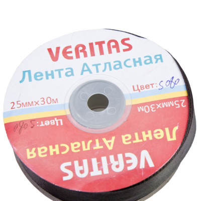 Лента атласная Veritas шир 25мм цв S-080 хаки темный (уп 30м) (2)